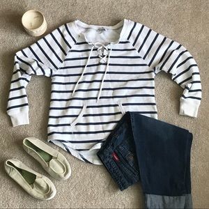 Victoria Secret stripped lace-up beach sweater